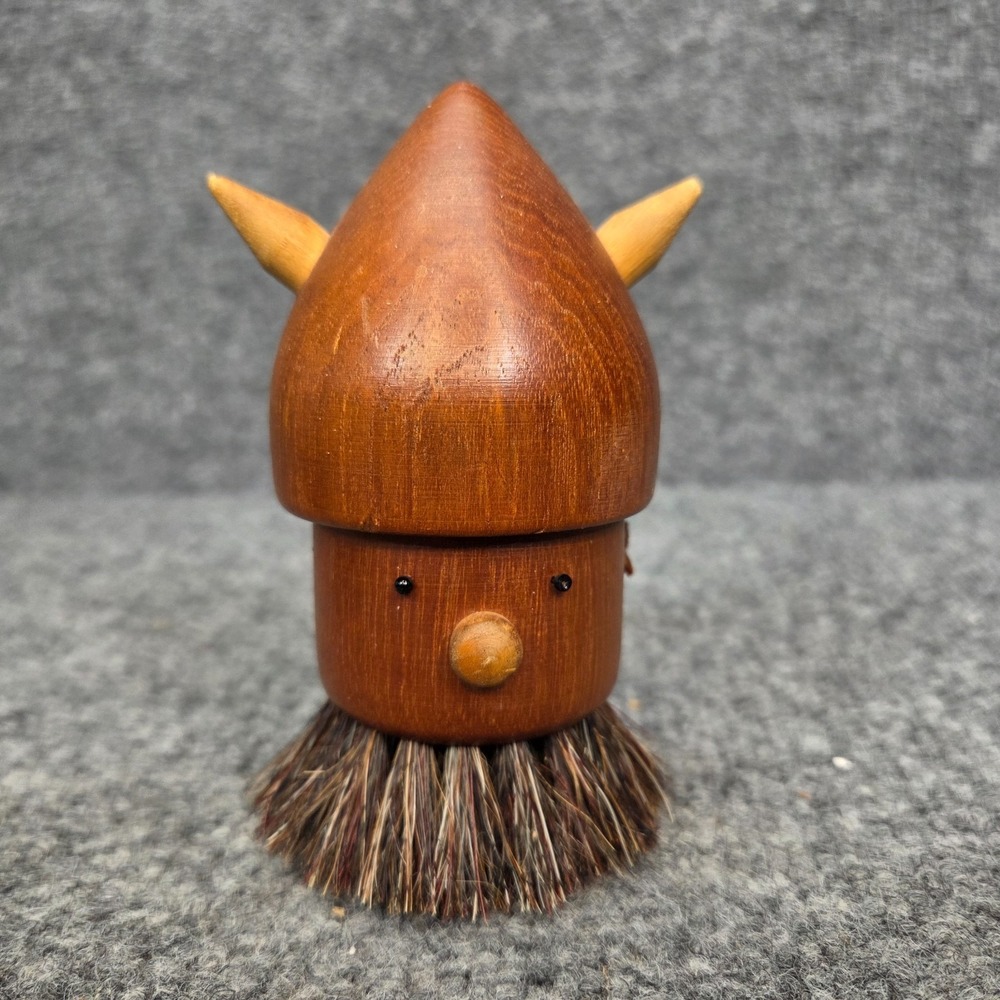 Vintage MCM Teak Wood Scandinavian Danish Viking Brush For Clothes Shoes Etc